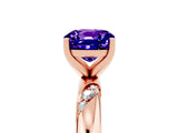Rose gold Cushion Cut Solitaire Diamond Engagement Ring with Twisted Pave Band and Four-Prong Setting_5