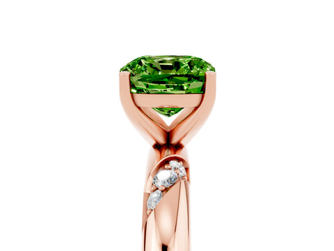 Rose gold Cushion Cut Solitaire Diamond Engagement Ring with Twisted Pave Band and Four-Prong Setting_5