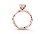 Rose gold Cushion Cut Solitaire Diamond Engagement Ring with Twisted Pave Band and Four-Prong Setting_6