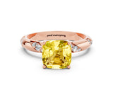 Rose gold Cushion Cut Solitaire Diamond Engagement Ring with Twisted Pave Band and Four-Prong Setting