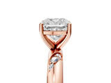Rose gold Cushion Cut Solitaire Diamond Engagement Ring with Twisted Pave Band and Four-Prong Setting_8