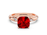 Rose gold Cushion Cut Solitaire Diamond Engagement Ring with Twisted Pave Band and Four-Prong Setting