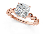 Rose gold Cushion Cut Solitaire Diamond Ring with Infinity Twist Band and Four-Prong Setting_26