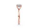 Rose gold Cushion Cut Solitaire Diamond Ring with Prong Setting and Plain Band_5