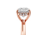 Rose gold Cushion Cut Solitaire Diamond Ring with Prong Setting and Plain Band_8