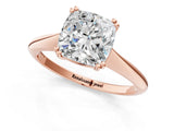 Rose gold Cushion Cut Solitaire Diamond Ring with Six-Prong Setting and Classic Band_13