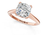 Rose gold Cushion Cut Solitaire Diamond Ring with Six-Prong Setting and Classic Band_4