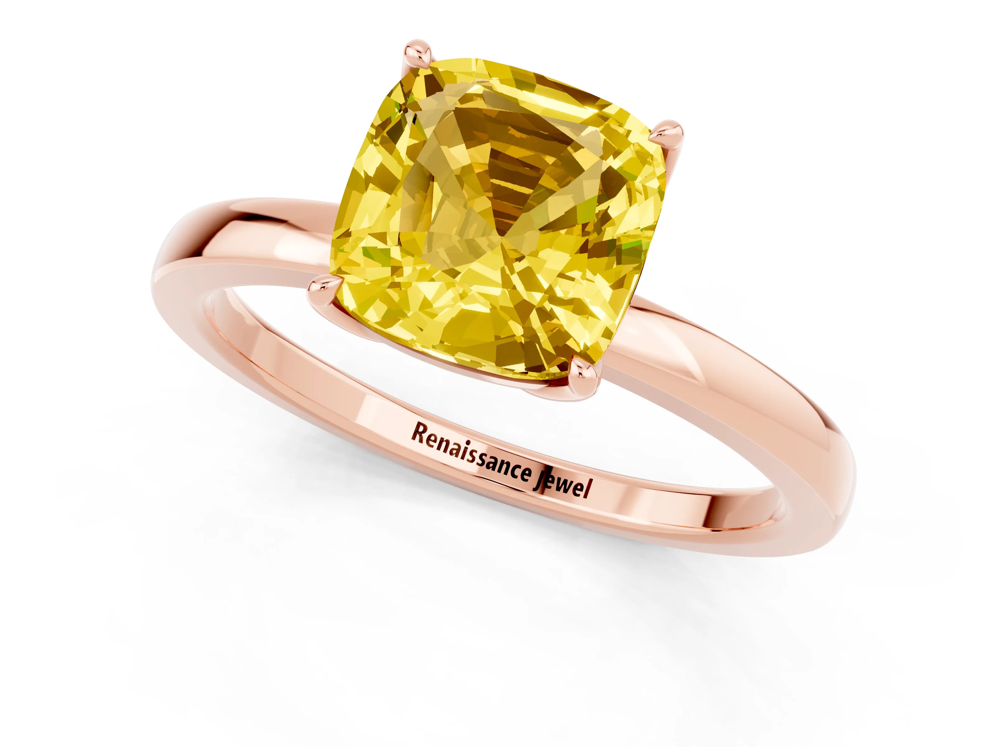 Rose gold Cushion Cut Solitaire Diamond Ring with Thin Band and Four-Prong Setting_1