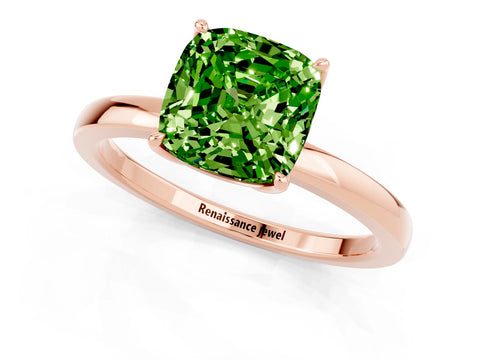 Rose gold Cushion Cut Solitaire Diamond Ring with Thin Band and Four-Prong Setting_1