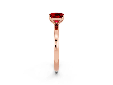 Rose gold Cushion Cut Solitaire Diamond Ring with Thin Band and Four-Prong Setting_2