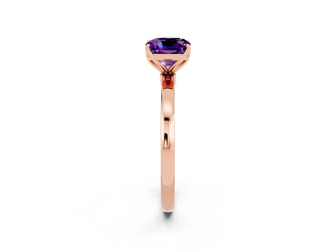 Rose gold Cushion Cut Solitaire Diamond Ring with Thin Band and Four-Prong Setting_2