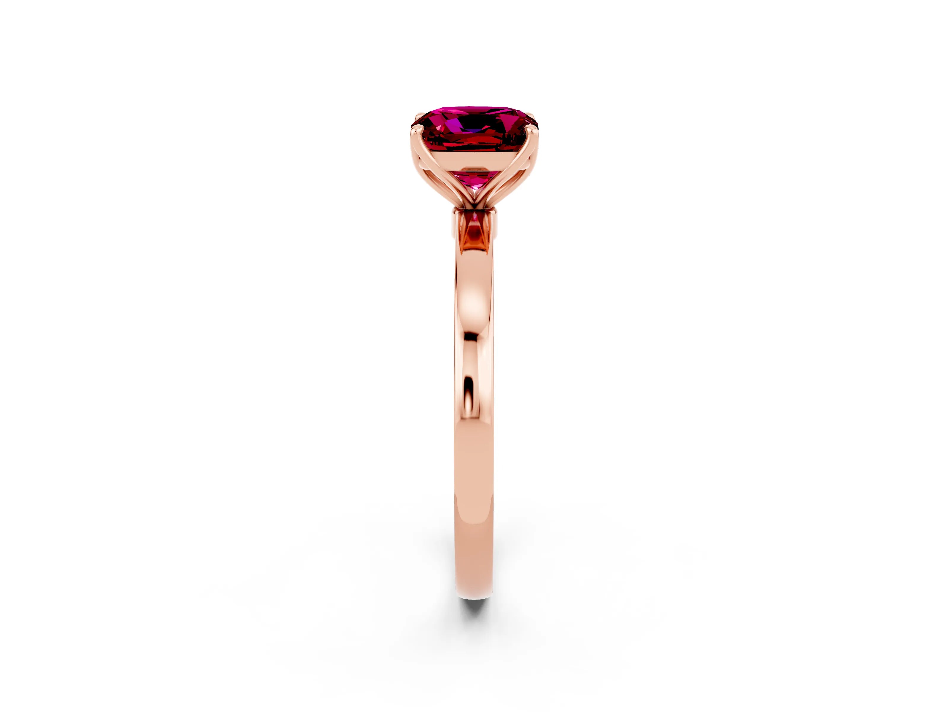 Rose gold Cushion Cut Solitaire Diamond Ring with Thin Band and Four-Prong Setting_2