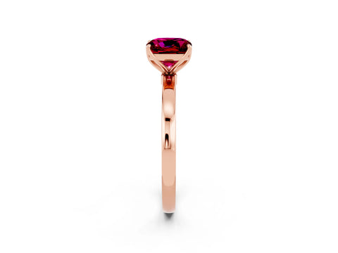 Rose gold Cushion Cut Solitaire Diamond Ring with Thin Band and Four-Prong Setting_2