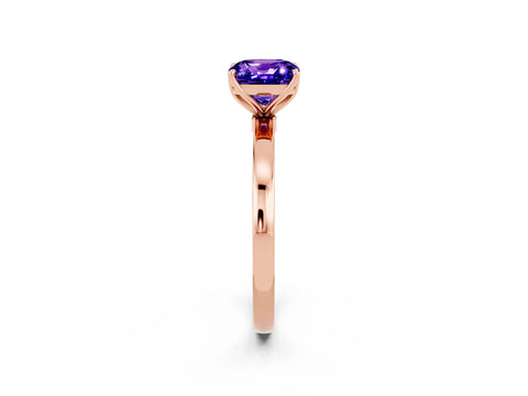 Rose gold Cushion Cut Solitaire Diamond Ring with Thin Band and Four-Prong Setting_2