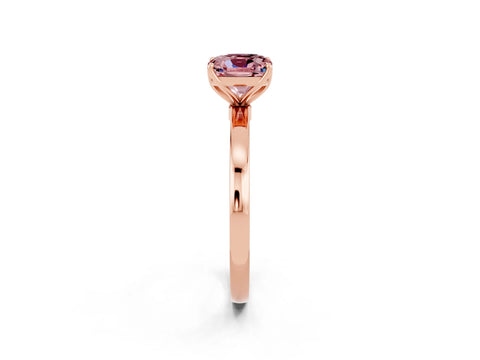 Rose gold Cushion Cut Solitaire Diamond Ring with Thin Band and Four-Prong Setting_2
