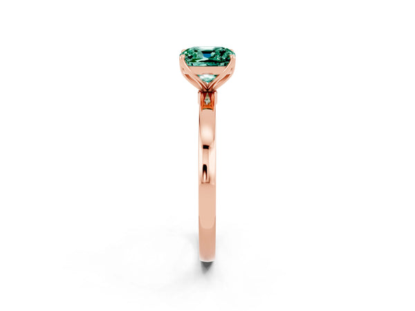Rose gold Cushion Cut Solitaire Diamond Ring with Thin Band and Four-Prong Setting