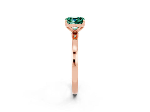 Rose gold Cushion Cut Solitaire Diamond Ring with Thin Band and Four-Prong Setting_2