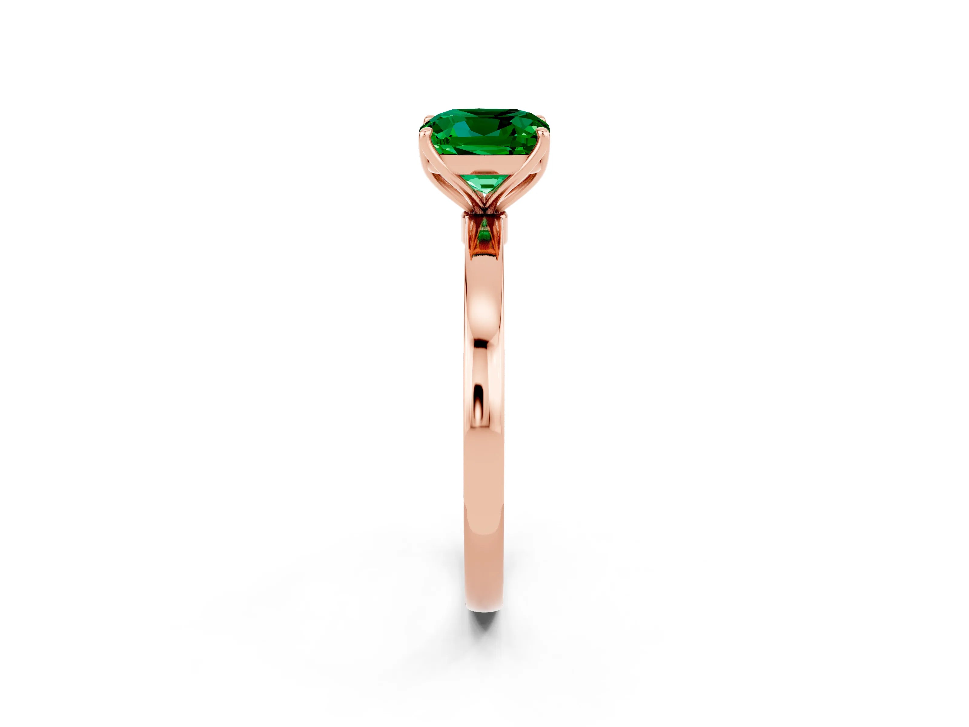 Rose gold Cushion Cut Solitaire Diamond Ring with Thin Band and Four-Prong Setting_2