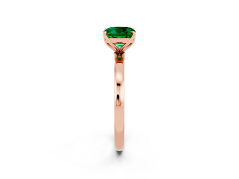 Rose gold Cushion Cut Solitaire Diamond Ring with Thin Band and Four-Prong Setting_2