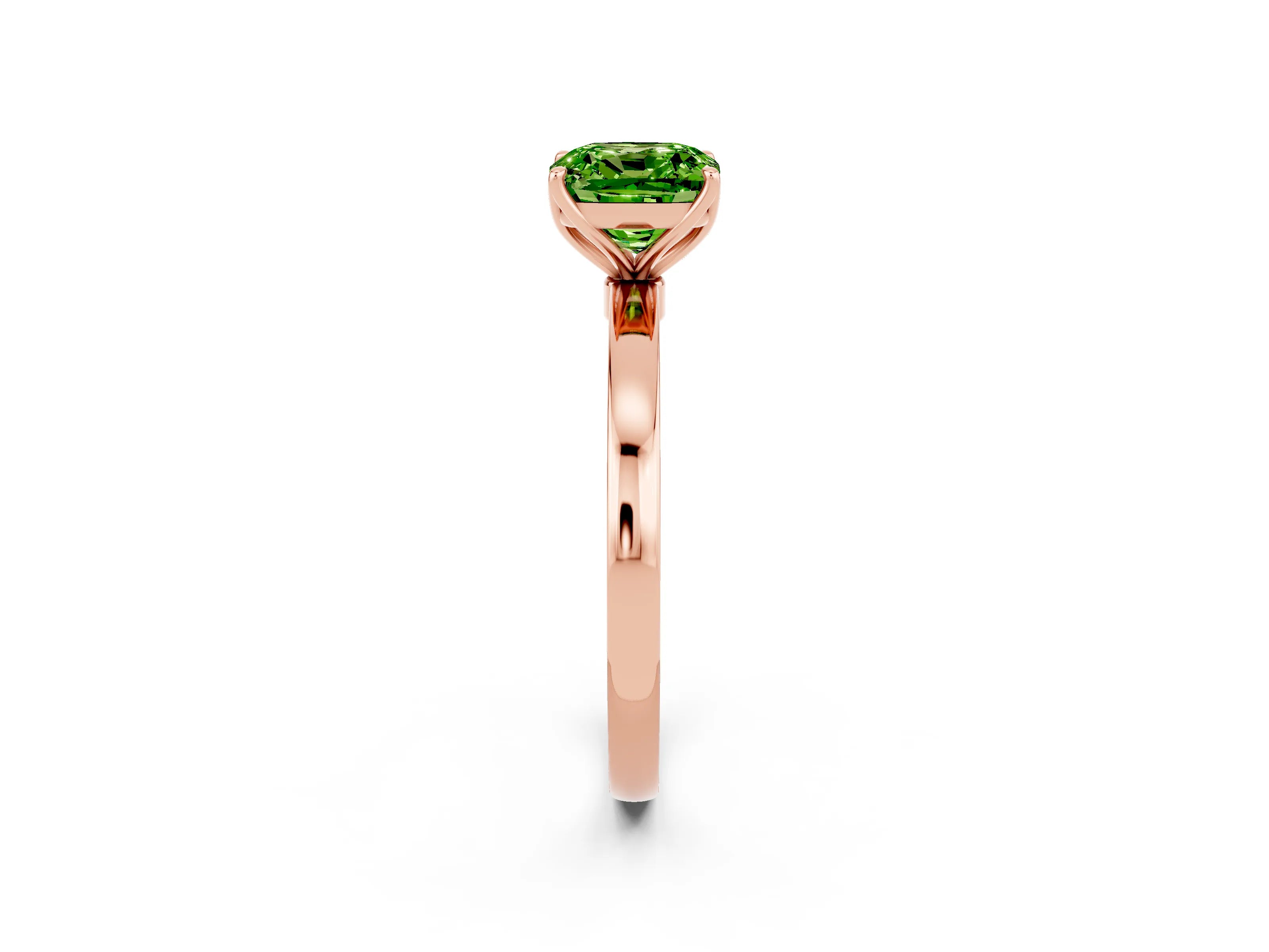 Rose gold Cushion Cut Solitaire Diamond Ring with Thin Band and Four-Prong Setting_2