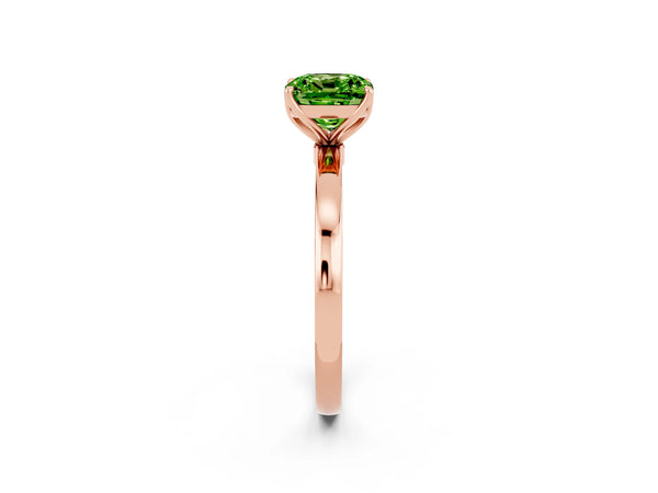 Rose gold Cushion Cut Solitaire Diamond Ring with Thin Band and Four-Prong Setting