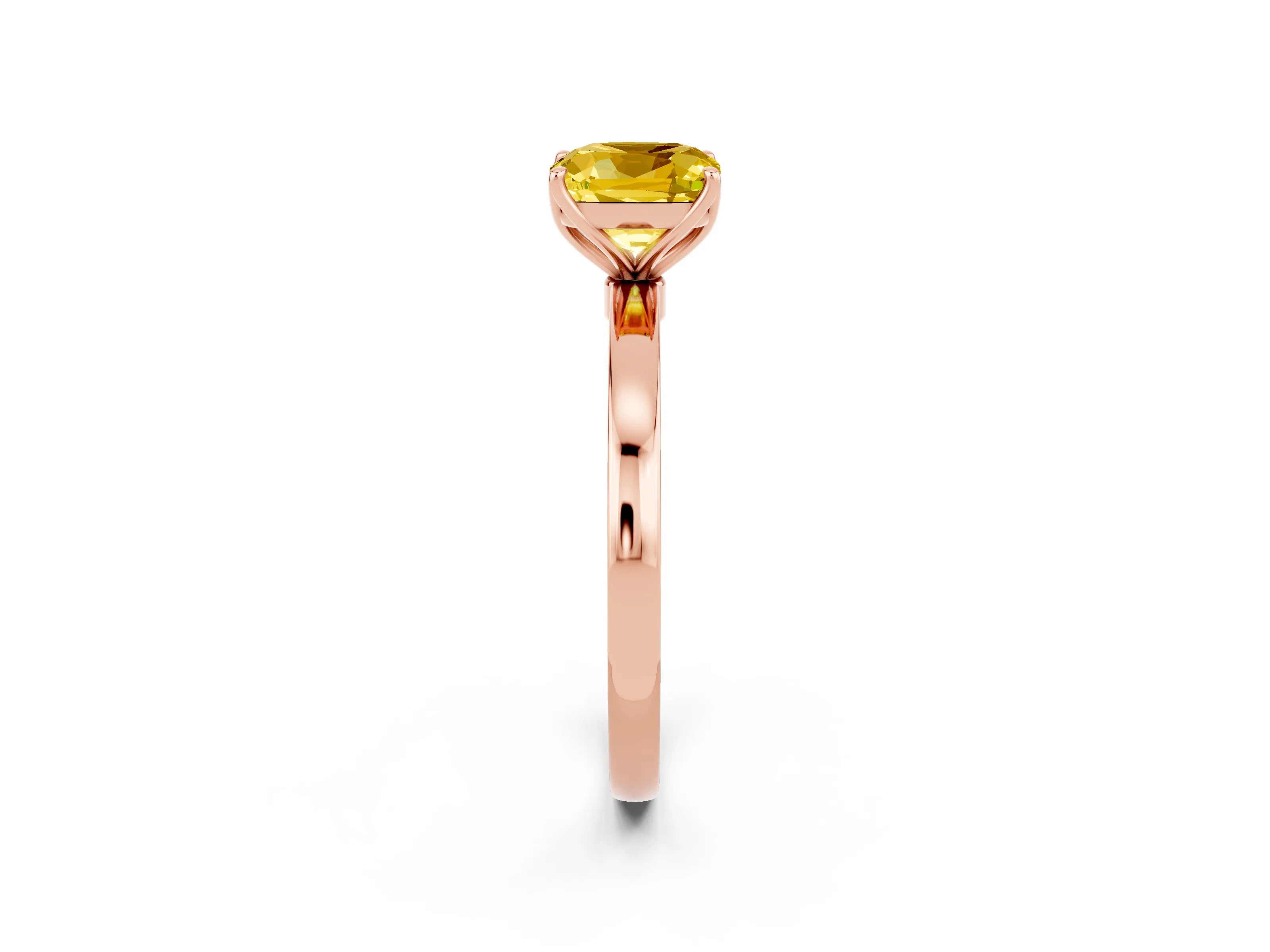 Rose gold Cushion Cut Solitaire Diamond Ring with Thin Band and Four-Prong Setting_2