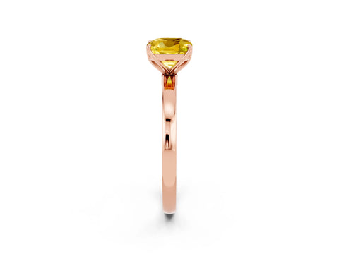 Rose gold Cushion Cut Solitaire Diamond Ring with Thin Band and Four-Prong Setting_2