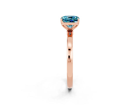 Rose gold Cushion Cut Solitaire Diamond Ring with Thin Band and Four-Prong Setting_2