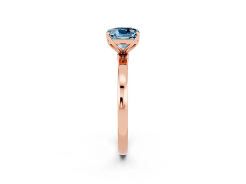 Rose gold Cushion Cut Solitaire Diamond Ring with Thin Band and Four-Prong Setting_2