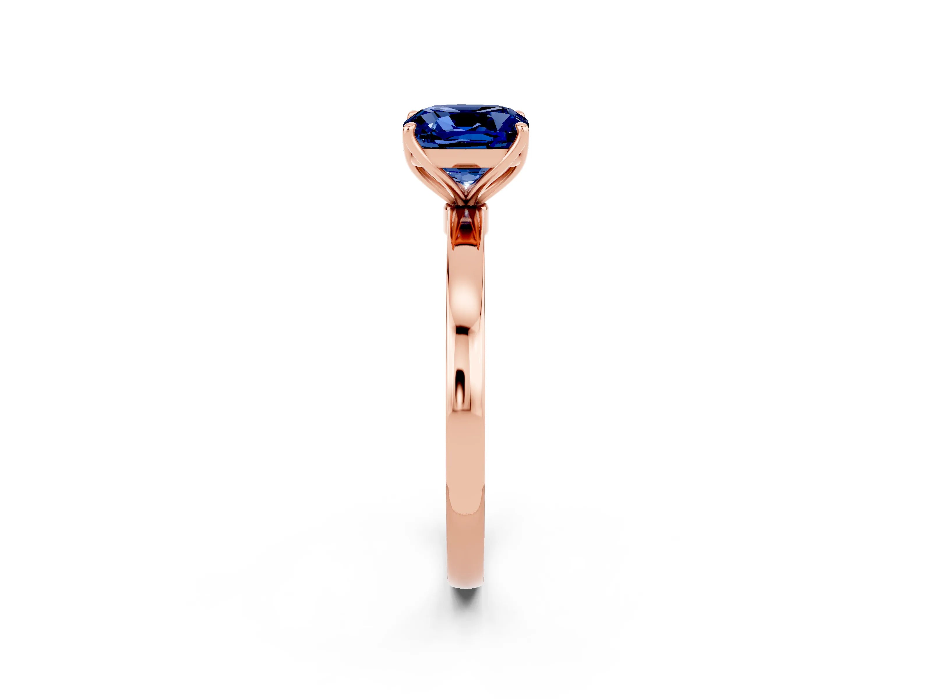 Rose gold Cushion Cut Solitaire Diamond Ring with Thin Band and Four-Prong Setting_2