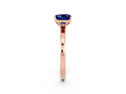 Rose gold Cushion Cut Solitaire Diamond Ring with Thin Band and Four-Prong Setting_2