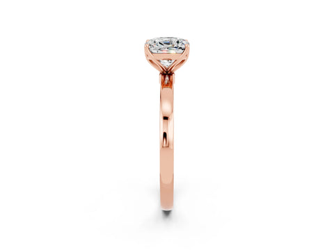 Rose gold Cushion Cut Solitaire Diamond Ring with Thin Band and Four-Prong Setting_2