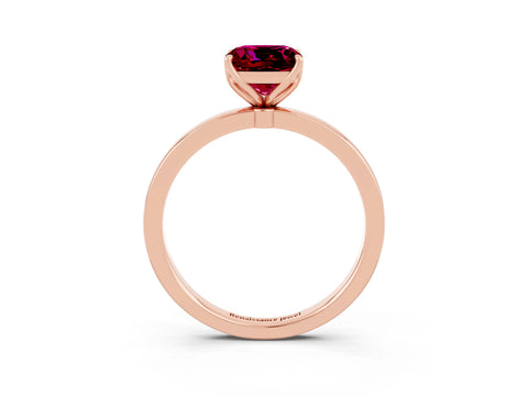Rose gold Cushion Cut Solitaire Diamond Ring with Thin Band and Four-Prong Setting_3