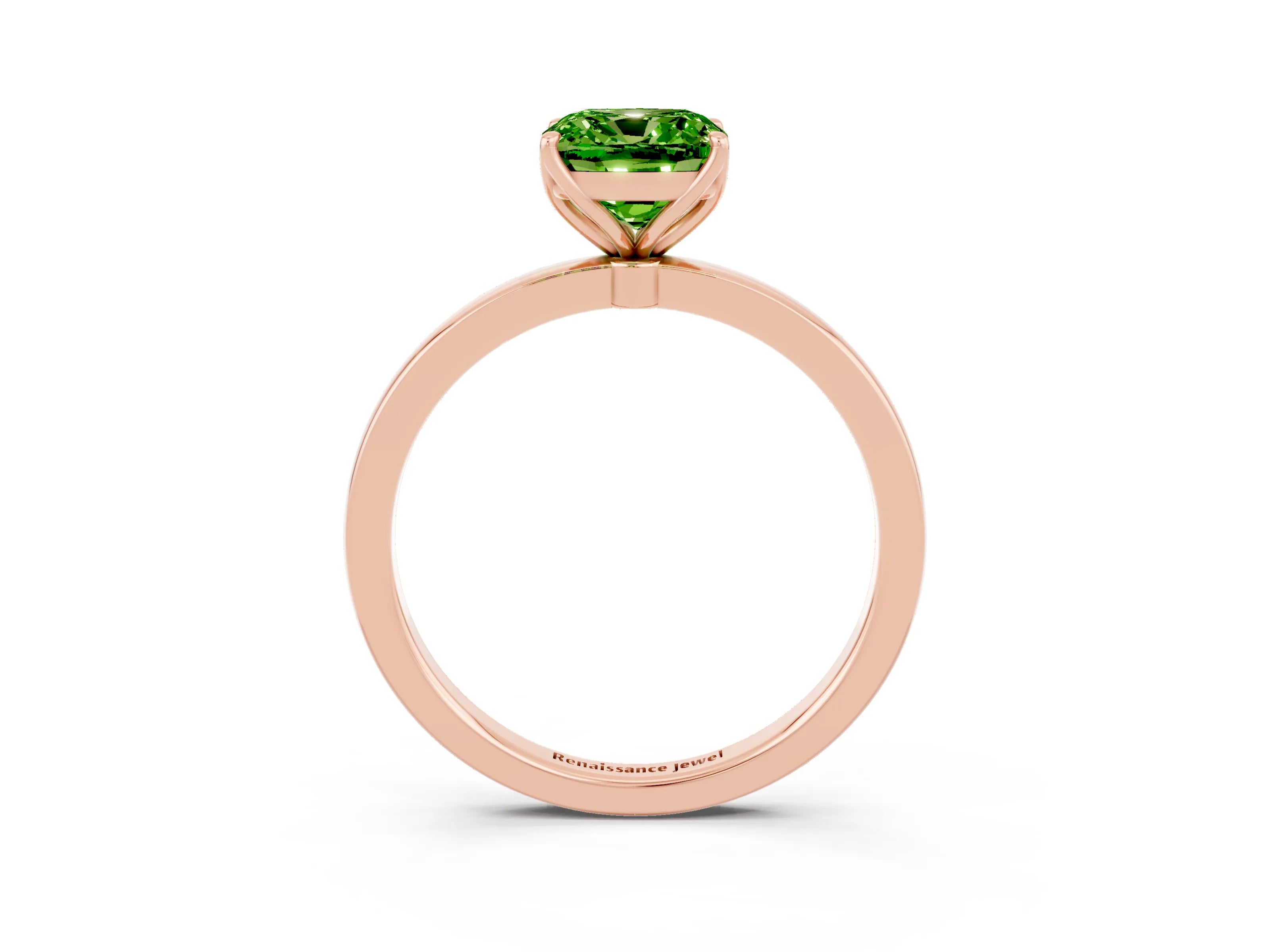 Rose gold Cushion Cut Solitaire Diamond Ring with Thin Band and Four-Prong Setting_3