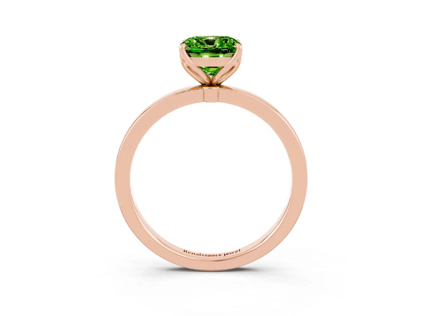 Rose gold Cushion Cut Solitaire Diamond Ring with Thin Band and Four-Prong Setting