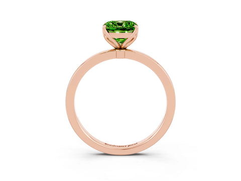 Rose gold Cushion Cut Solitaire Diamond Ring with Thin Band and Four-Prong Setting_3