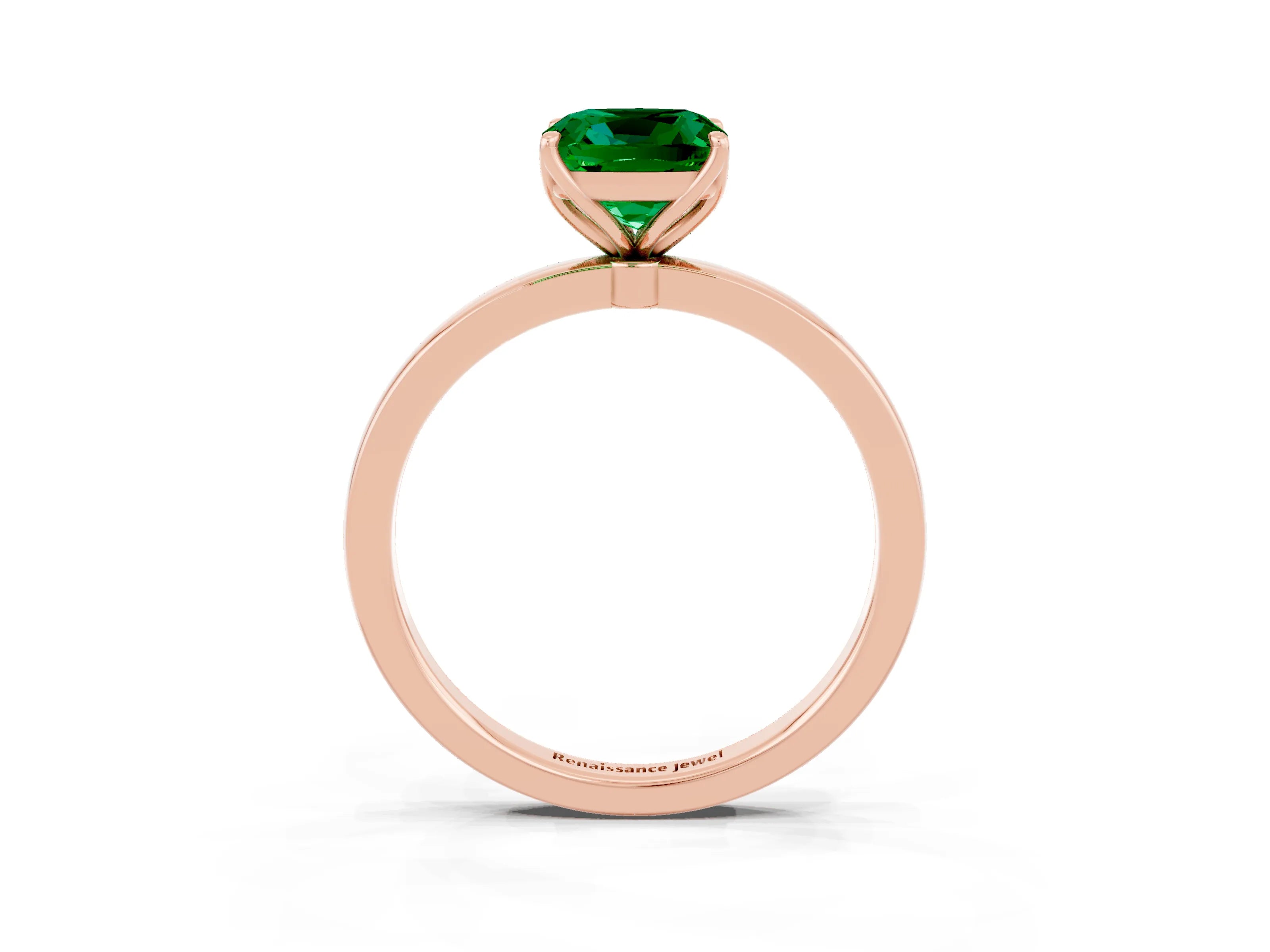 Rose gold Cushion Cut Solitaire Diamond Ring with Thin Band and Four-Prong Setting_3