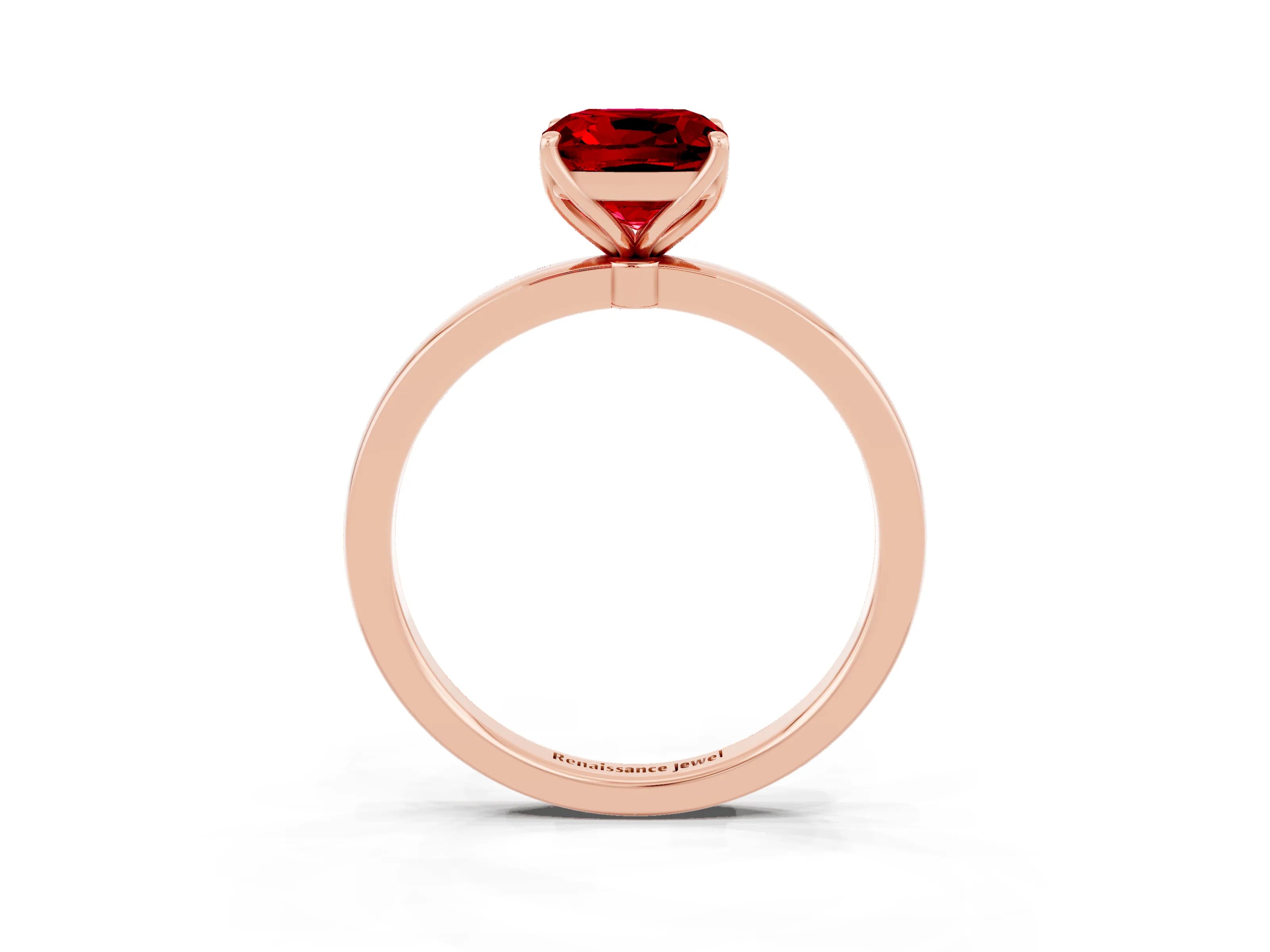 Rose gold Cushion Cut Solitaire Diamond Ring with Thin Band and Four-Prong Setting_3