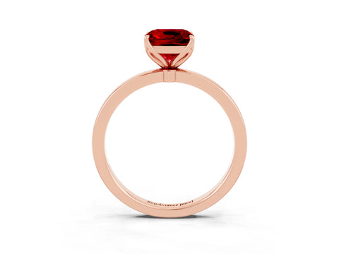 Rose gold Cushion Cut Solitaire Diamond Ring with Thin Band and Four-Prong Setting_3