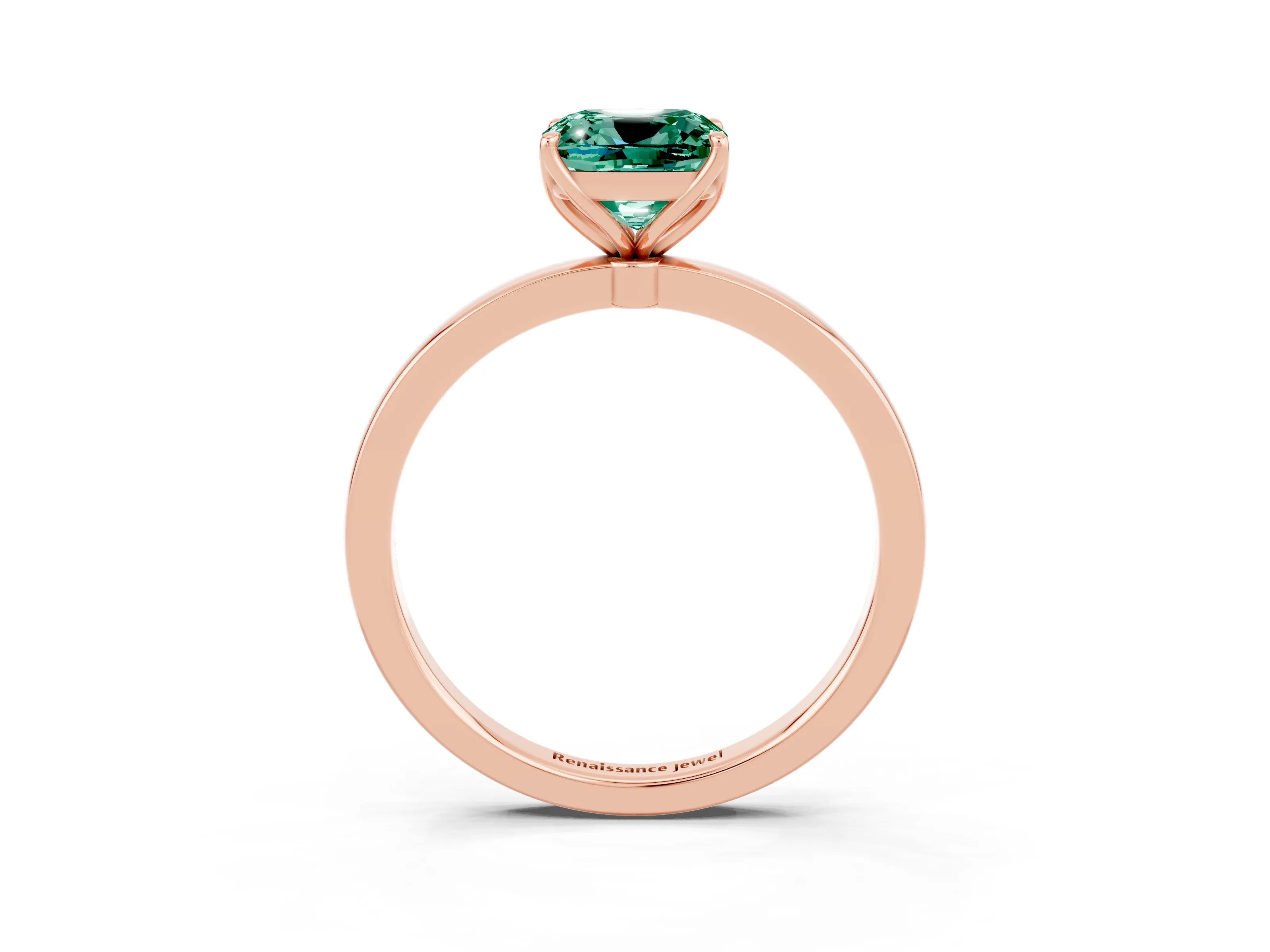 Rose gold Cushion Cut Solitaire Diamond Ring with Thin Band and Four-Prong Setting_3