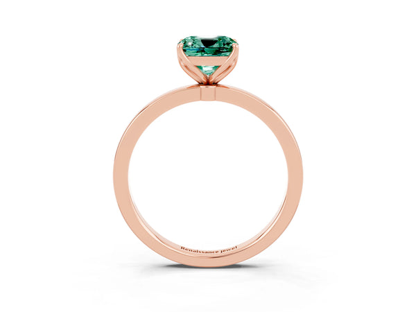 Rose gold Cushion Cut Solitaire Diamond Ring with Thin Band and Four-Prong Setting