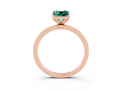 Rose gold Cushion Cut Solitaire Diamond Ring with Thin Band and Four-Prong Setting_3