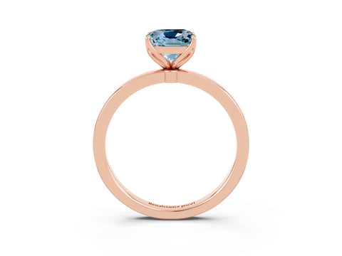 Rose gold Cushion Cut Solitaire Diamond Ring with Thin Band and Four-Prong Setting_3