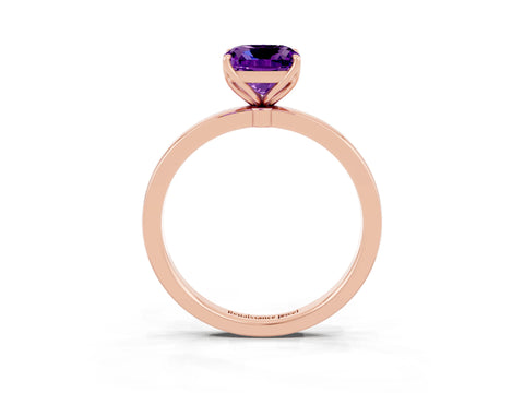 Rose gold Cushion Cut Solitaire Diamond Ring with Thin Band and Four-Prong Setting_3