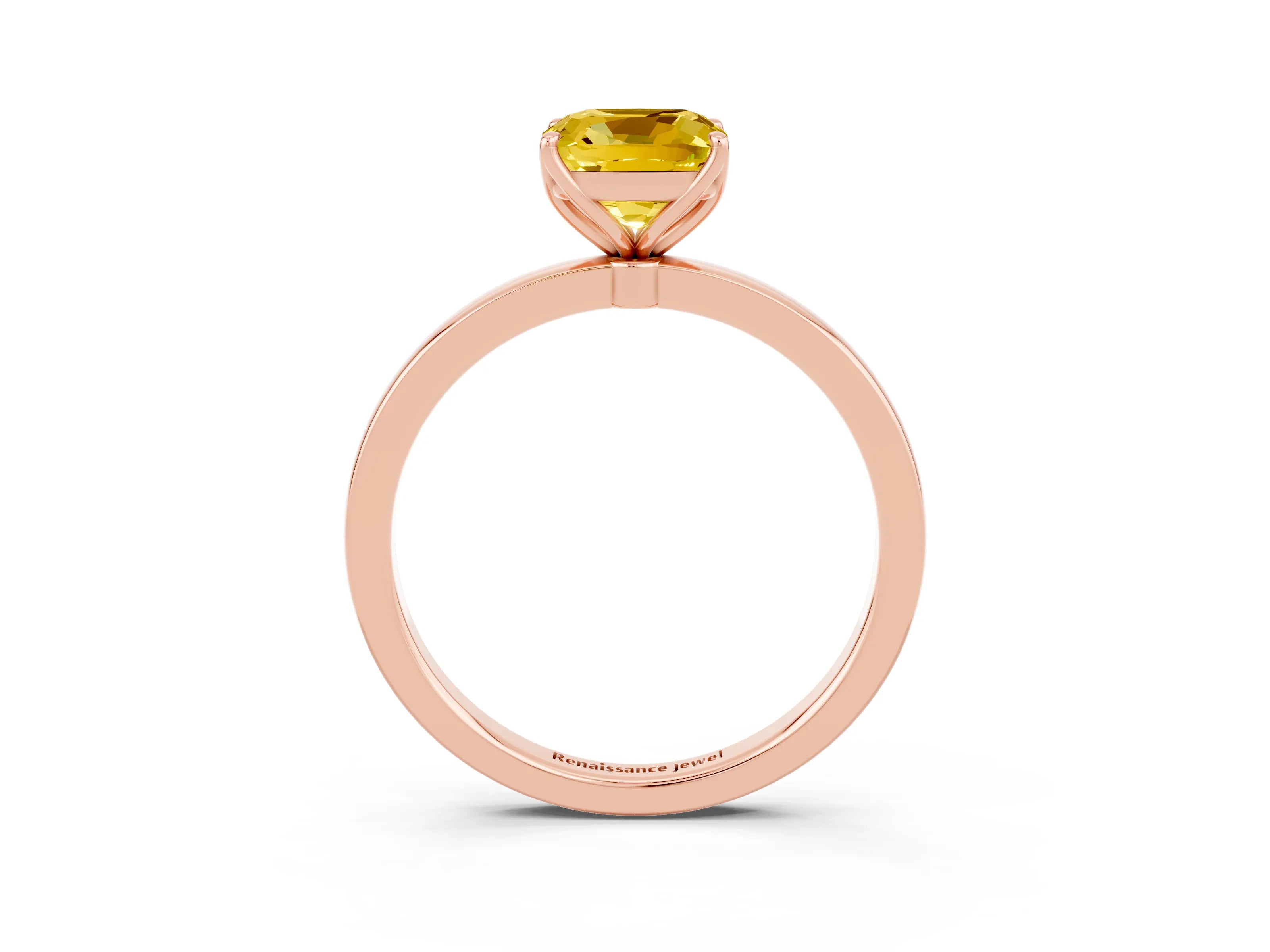 Rose gold Cushion Cut Solitaire Diamond Ring with Thin Band and Four-Prong Setting_3