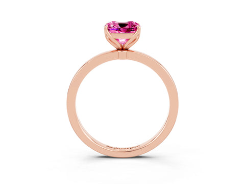 Rose gold Cushion Cut Solitaire Diamond Ring with Thin Band and Four-Prong Setting_3