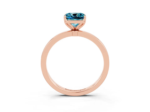 Rose gold Cushion Cut Solitaire Diamond Ring with Thin Band and Four-Prong Setting_3