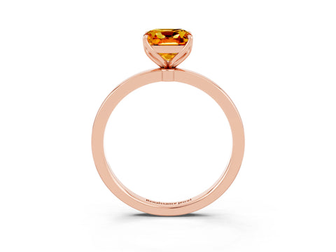 Rose gold Cushion Cut Solitaire Diamond Ring with Thin Band and Four-Prong Setting_3