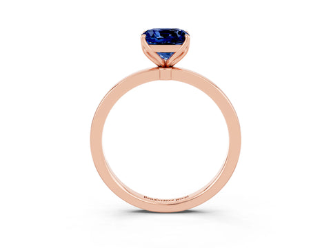 Rose gold Cushion Cut Solitaire Diamond Ring with Thin Band and Four-Prong Setting_3