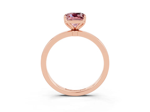 Rose gold Cushion Cut Solitaire Diamond Ring with Thin Band and Four-Prong Setting_3